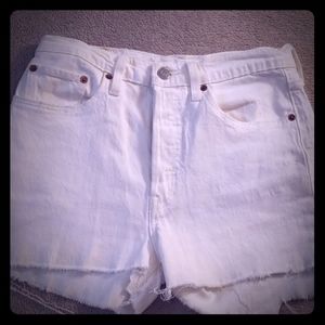 Levi's 501 white denim cut off shorts